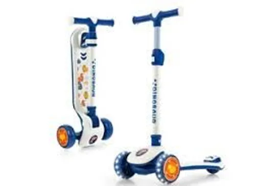 BOXED COSTWAY FOLDING KIDS SCOOTER WITH EXTRA WIDE DECK AND LED LIGHTED PU - WHITE