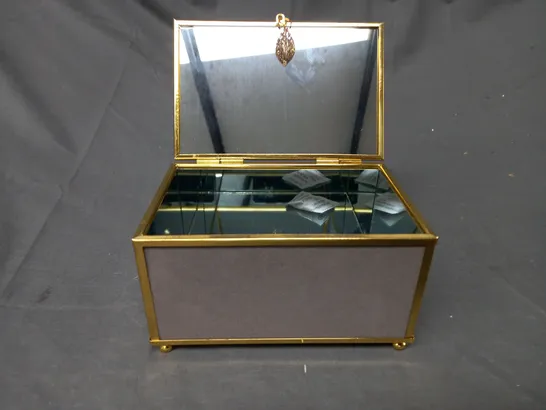 BOXED SOPHIA JEWELLERY BOX W. MIRRORED GLASS INTERIOR - COLLECTION ONLY