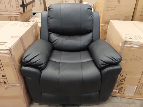 DESIGNER BLACK LEATHER ELECTRIC RECLINER ARM CHAIR (1 ITEM)