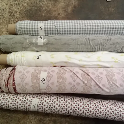 CAGE OF 5 ASSORTED KNIT PRINT FABRIC ROLLS