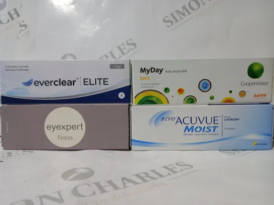 APPROXIMATELY 20 ASSORTED HEALTH CARE ITEMS TO INCLUDE EYE EXPERT FINESS CONTACT LENSES, EVERCLEAR ELITE CONTACT LENSES, MYDAY DAILY DISPOSABLE CONTACT LENSES, ETC