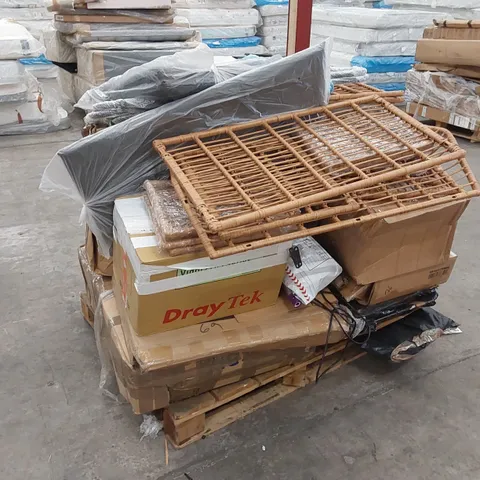 PALLET OF ASSORTED HOUSEHOLD ITEMS AND BOXED FURNITURE 