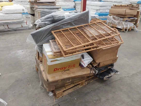 PALLET OF ASSORTED HOUSEHOLD ITEMS AND BOXED FURNITURE 