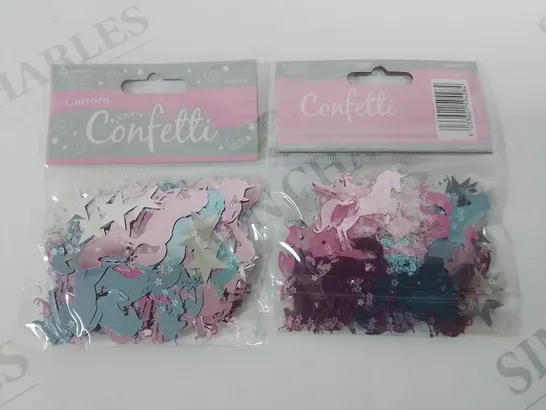 TWO BOXES OF 144 BRAND NEW 14G PACKS OF UNICORN FOIL CONFETTI 