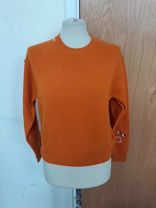 ANYA HINDMARCH EMBROIDERED SWEATER IN ORANGE SIZE XS