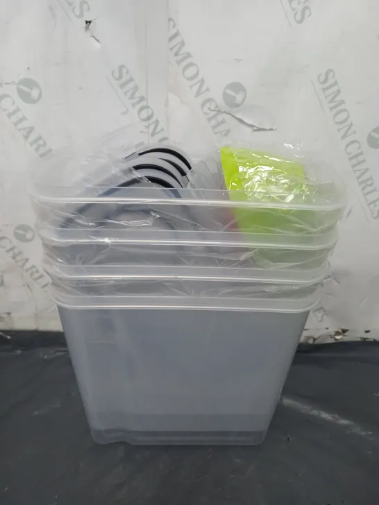 4 LONG FOOD STORAGE TUBS WITH LIDS