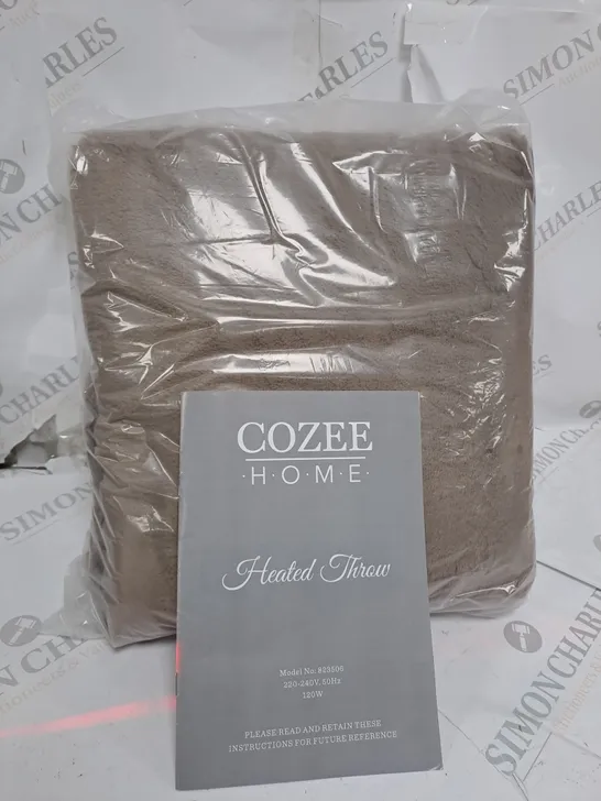 COZEE HOME HEATED BLANKET IN DARK TAUPE