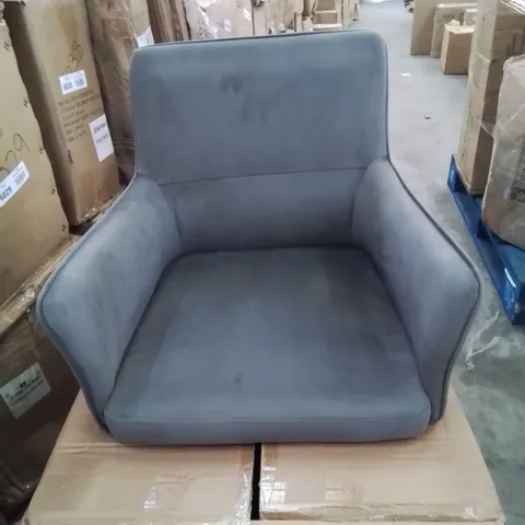 A BOXED PAIR OF GREY FABRIC UPHOLSTERED DINING CHAIRS