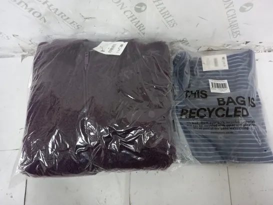 LARGE QUANTITY OF ASSORTED CLOTHING TO INCLUDE ZIP FLEECE, TOP, ETC