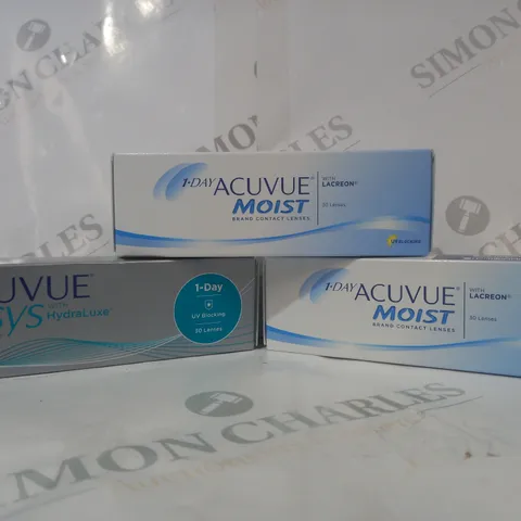 APPROXIMATELY 20 ASSORTED HOUSEHOLD ITEMS TO INCLUDE ACUVUE MOIST CONTACT LENSES, ACUVUE OASYS CONTACT LENSES, ETC