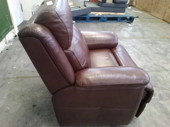 QUALITY DESIGNER ARMCHAIR - BROWN LEATHER