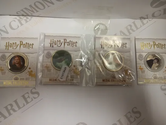 BOX OF APPROX 5 COLLECTABLE HARRY POTTER COINS INCLUDING GINNY WEASLEY, HARRY POTTER 50P AND COLIN CREEVEY