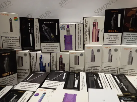 LOT OF APPROX 30 TO INCLUDE ASPIRE POCKEX KIT , ARGUS PRO , UWELL CALIBURN , VOOPOO DRAG X , ENDURA T20-S , ETC