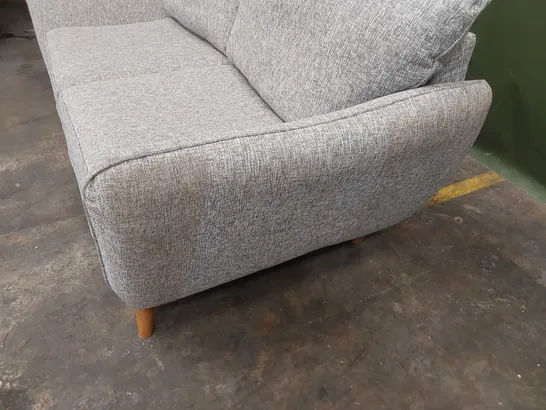 DESIGNER 3 SEATER LIGHT GREY FABRIC UPHOLSTERED SOFA