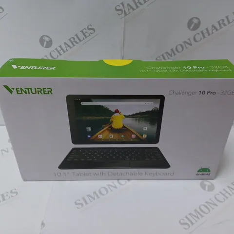 BRAND NEW BOXED VENTURER CHALLENGER 10 PRO 10.1" ANDROID TABLET WITH DETACHABLE KEYBOARD - BLACK 32GB