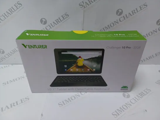 BRAND NEW BOXED VENTURER CHALLENGER 10 PRO 10.1" ANDROID TABLET WITH DETACHABLE KEYBOARD - BLACK 32GB