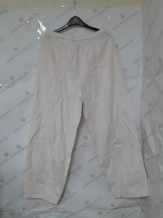 COS ELASTICATED COTTON TROUSERS IN OFF WHITE SIZE 12