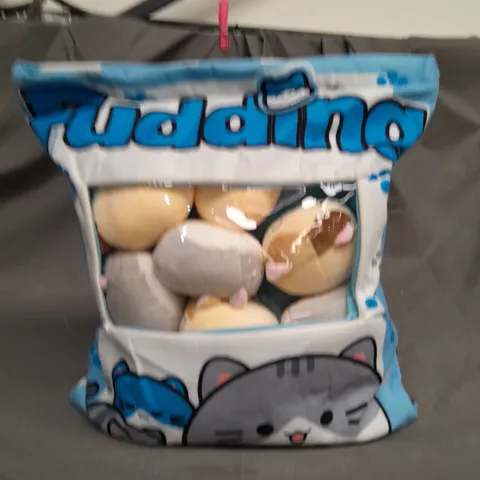 BAG OF CAT SNACK PILLOW - PLUSH CAT LUMBAR BACK CUSHION