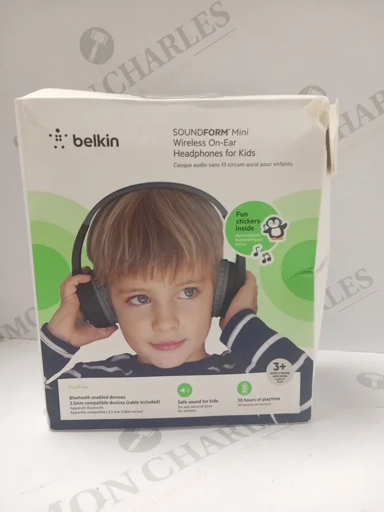 BOXED BELKIN SUNDFORM MINI WIRELESS ON EAR HEADPHONES FOR KIDS