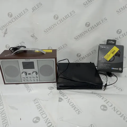 APPROXIMATELY 20 ASSORTED ITEMS TO INCLUDE POLAROID RETRO RADIO, DVD PLAYER, WIRELESS EARBUDS ETC. 