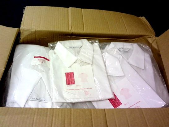 LARGE QUANTITY OF WHITE GIRLS POLO SHIRTS IN VARIOUS SIZES