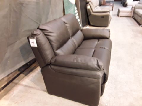 DESIGNER BROWN FAUX LEATHER TWO SEATER SOFA 