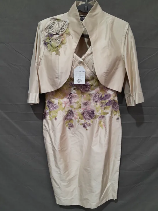 IAN STUART FLORAL EMBELLISHED DRESS AND JACKET SET IN BEIGE - 12