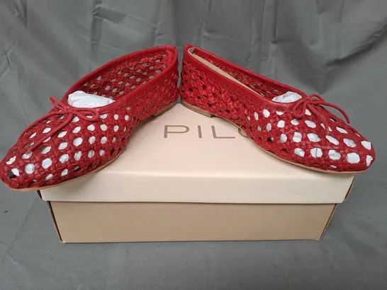 BOXED PAIR OF PILCRO SHOES IN RED EU SIZE 38