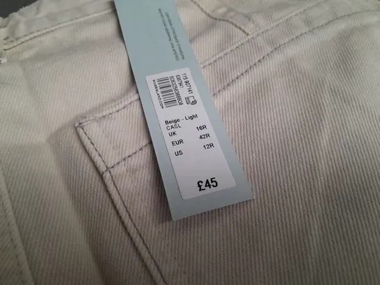 RIVER ISLAND RELAXED STRAIGHT BEIGE JEANS - 16 R