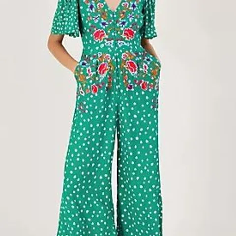 MONSOON RORI PRINT EMB JUMPSUIT GREEN EXTRA LARGE