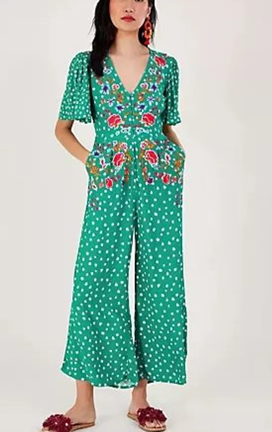 MONSOON RORI PRINT EMB JUMPSUIT GREEN EXTRA LARGE