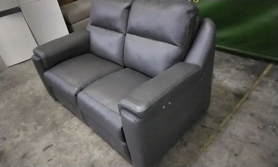 QUALITY ITALIAN DESIGNER AVILA POWER RECLINER LOVESEAT MEDIUM GREY LEATHER