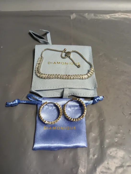 DIAMONIQUE EARRINGS AND BRACELET SET