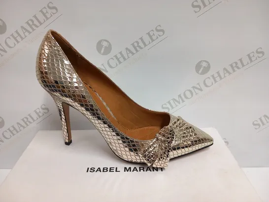 BOXED PAIR OF ISABEL MARANT METAL PYTHON KI GONG PUMP GOAT LEATHER SIZE 40