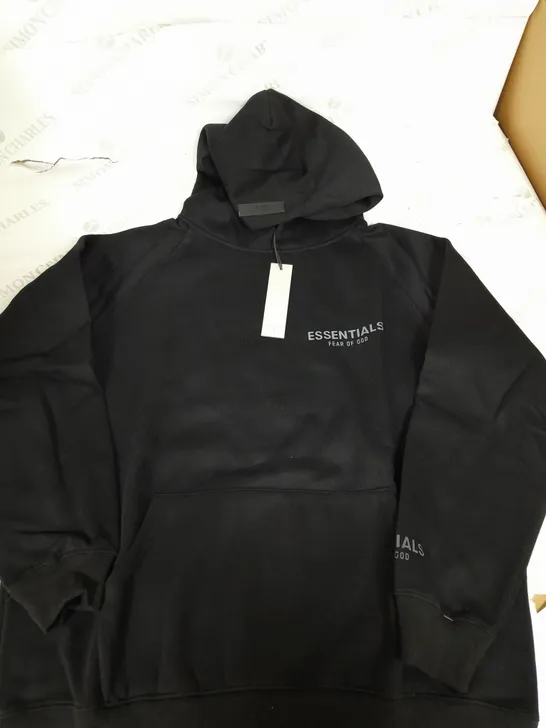 ESSENTIALS FEAR OF GOD BLACK HOODIE - LARGE