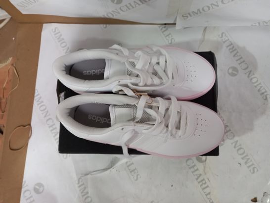 BOXED PAIR OF ADIDAS WHITE/PINK COURTBOLD TRAINERS - UK 5 1/2