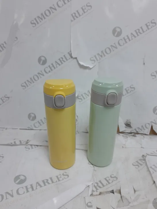 LOCK & LOCK SET OF 2 STAINLESS INSULATED DAILY POP PASTEL WATER BOTTLES