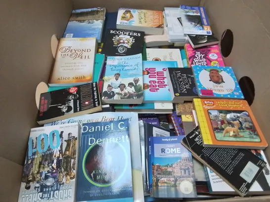 LARGE QUANTITY OF ASSORTED BOOKS TO INCLUDE VARIOUS COOKBOOKS, NOVELS AND CHILDREN'S BOOKS