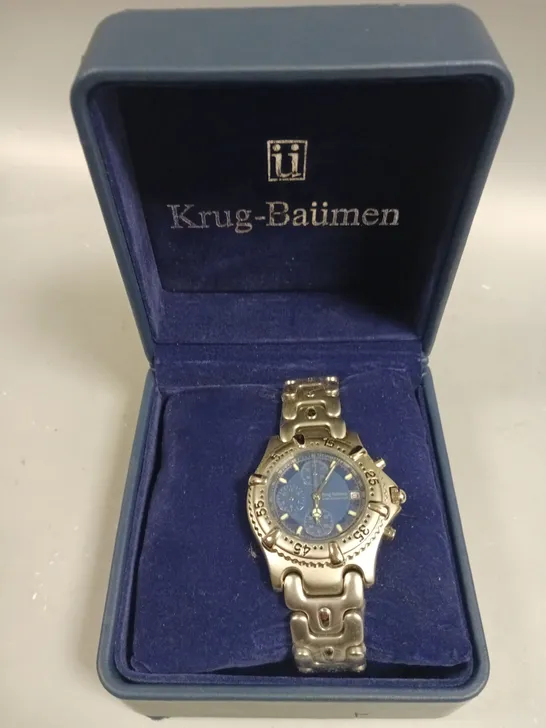 KRUG-BAUMEN MENS CHRONOGRAPH MOVEMENT BLUE DIAL WATCH 