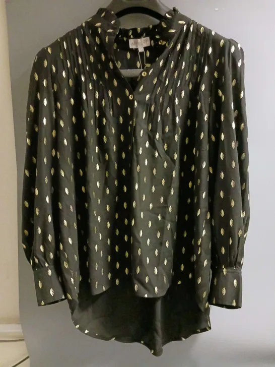 APRICOT LADIES BLOUSE BLACK AND GOLD SIZE 12