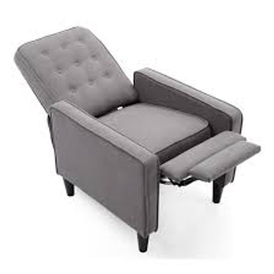 BOXED GREY FABRIC PUSHBACK RECLINING EASY CHAIR 