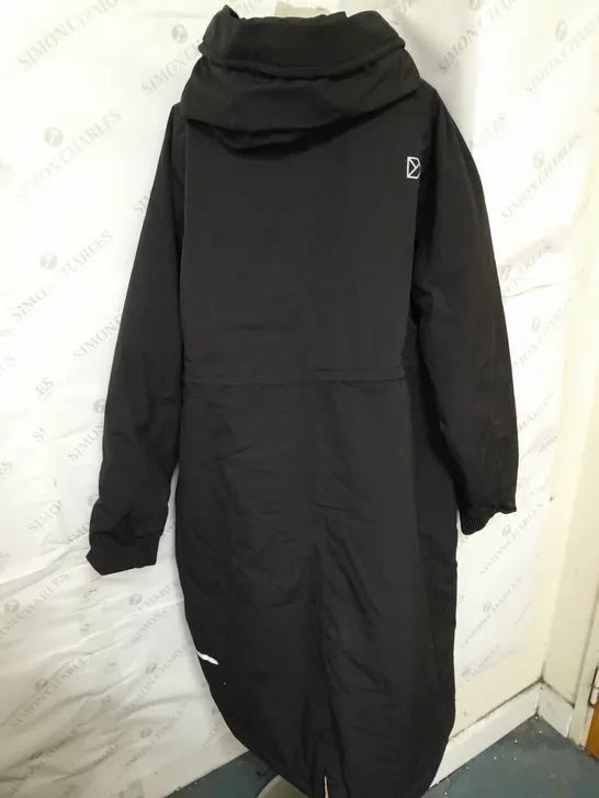 DIDRIKSONS OVERSIZED LONGLINE WATERPROOF PADDED PARKA IN BLACK SIZE 10