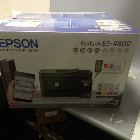 BOXED EPSON ECOTANK ET-4800 COMPACT MULTIFUNCTION PRINTER WITH ADF AND FAX