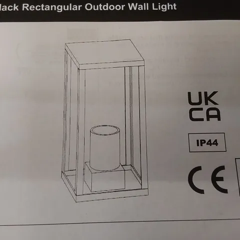 BOXED TIDESWELL IP44 BLACK RECTANGULAR OUTDOOR WALL LIGHT (1 BOX)