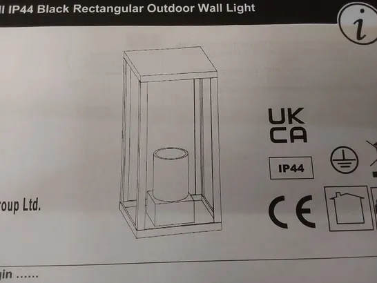 BOXED TIDESWELL IP44 BLACK RECTANGULAR OUTDOOR WALL LIGHT (1 BOX)