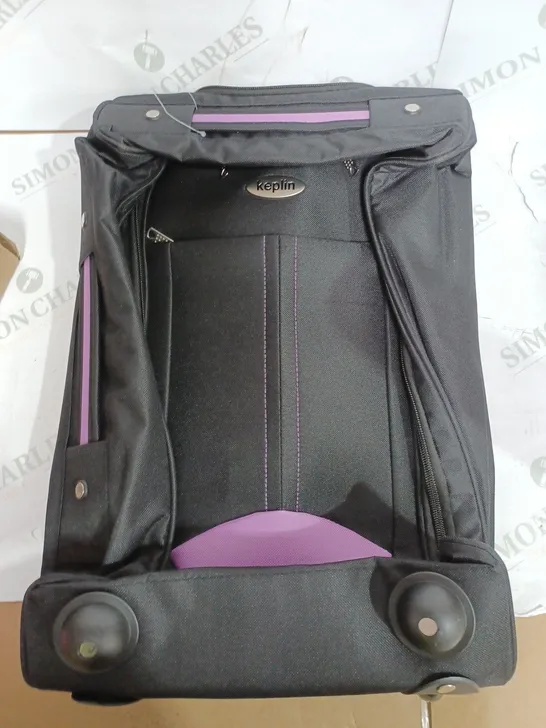 KEPLIN BLACK & PURPLE SUIT CASE WITH WHEELS