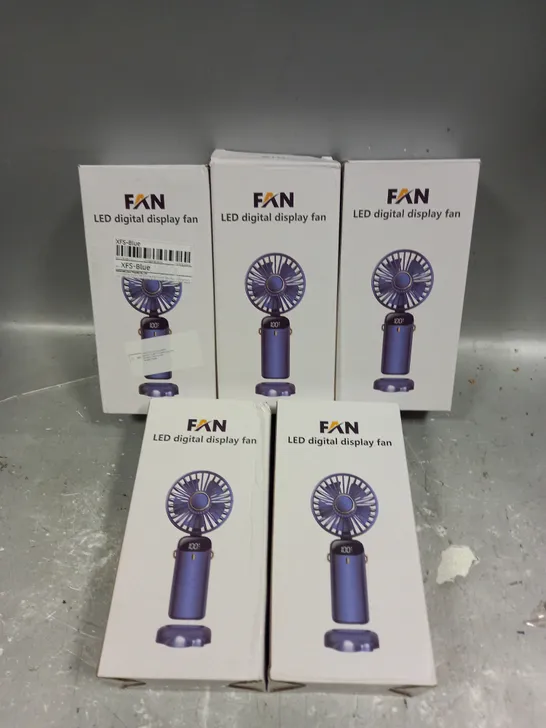 5 X BOXED LED DIGITAL DISPLAY HANDHELD FANS 