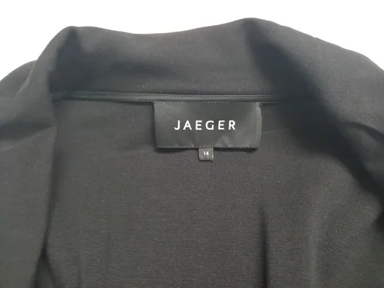 JAEGER OPEN FRONT BELTED BLACK JACKET - UK 14