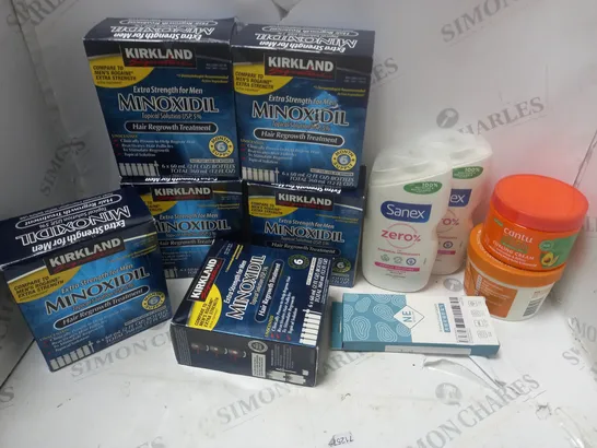 LOT OF BEAUTY PRODUCTS TO INCLUDE KIRKLAND MINOXIDIL HAIR REGROWTH TREATMENT, ETC