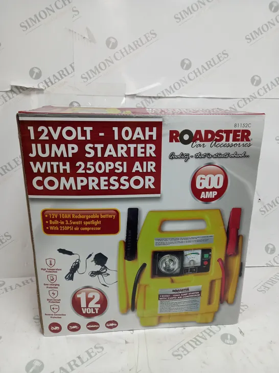 PORTABLE 4 IN 1 BATTERY JUMP STARTER 12V CAR VAN CHARGER AIR COMPRESSOR TORCH